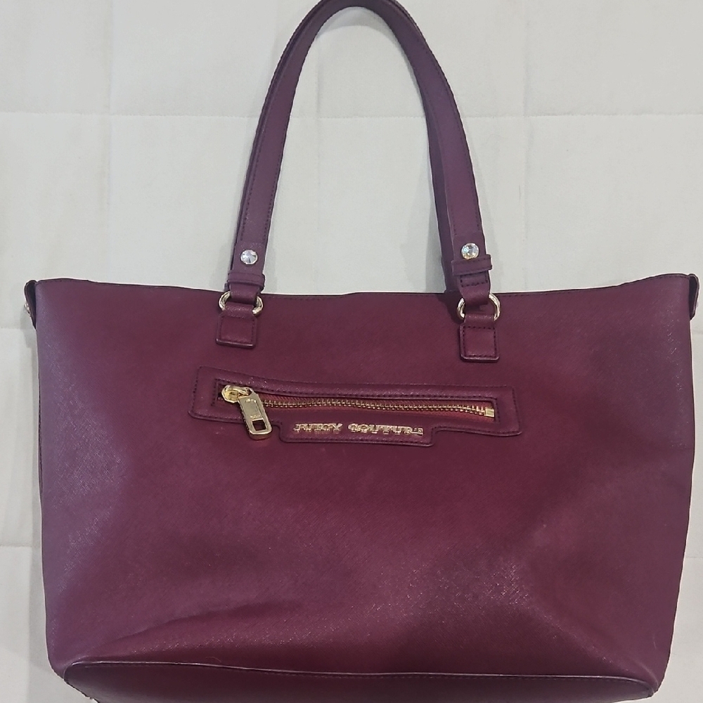 Juicy Couture Wine Red Tote with Gold Accents - Picture 4 of 13